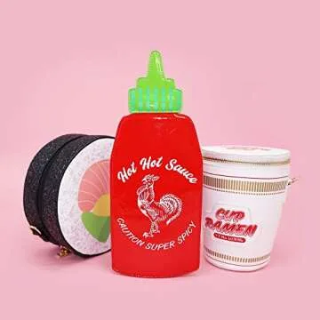 Bewaltz Novelty Handbags, Fun Shape Purse Chainstrap Glitter Holo Tween Style (Hot Hot Rooster Sauce)