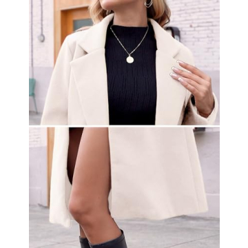 Hooever Women's Winter Wool Coat Casual Notch Lapel Single-Breasted Peacoat(beige-XS01)