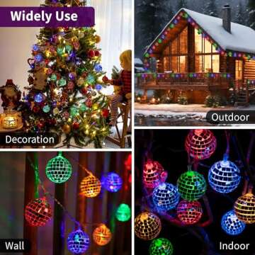 West Ivory 10 LED 2" Disco Balls String Lights 5.5ft, Battery Operated Portable Decorative Novelty C...