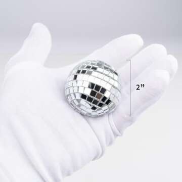 West Ivory 10 LED 2" Disco Balls String Lights 5.5ft, Battery Operated Portable Decorative Novelty Christmas Holiday Hanging Fairy Light Garland for Indoor/Outdoor, Silver Mirror/Colorful