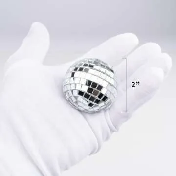 West Ivory 10 LED 2" Disco Balls String Lights 5.5ft, Battery Operated Portable Decorative Novelty Christmas Holiday Hanging Fairy Light Garland for Indoor/Outdoor, Silver Mirror/Colorful