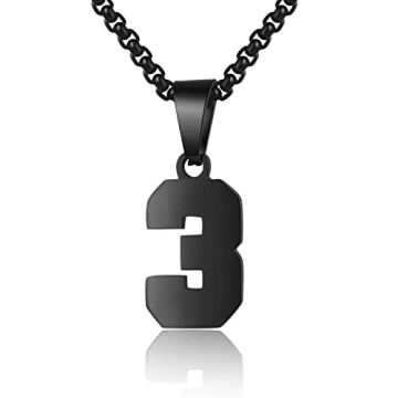 Stylish Black Personalized Number Necklace for Boys' Sports Passion