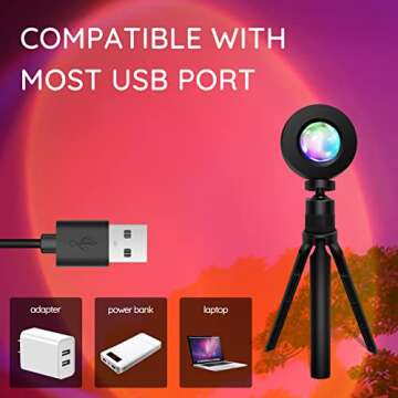 Fomzze Sunset Lamp Projector Light, Multiple Colors Modern Sunrise Projection Lamp, USB Night Lighting for Atmosphere Sleep Room Decor Aesthetic Photography Kids Adults Gift… (Multicolor with Remote)