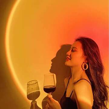 Fomzze Sunset Lamp Projector Light, Multiple Colors Modern Sunrise Projection Lamp, USB Night Lighting for Atmosphere Sleep Room Decor Aesthetic Photography Kids Adults Gift… (Multicolor with Remote)