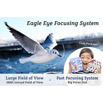 BESPIN Binoculars for Kids (Adopted by Nature School) 8x21 Bird Watching, High-Resolution Real Optics for Wildlife Watching with Reversible Bird Map - GR -