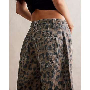 Barrel Women's Trendy Low Waisted Wide Leg Vintage Mid Rise Jeans