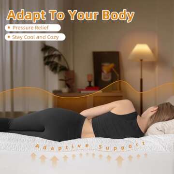 Memory Foam Mattress Topper Queen - 2 Inch Gel Cooling Mattress Pad and 1 Inch Pillow Top Mattress Topper Queen Cover with 8-21 Inch Deep Pocket for Back Pain Relief,Medium Support,Deep Sleep (White)