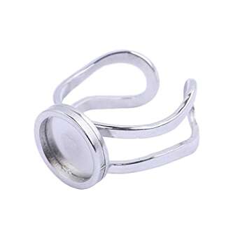 Reidgaller 10pcs Fit 10mm Round Cabochon Ring Blanks Stainless Steel Base Settings for Rings Jewelry...