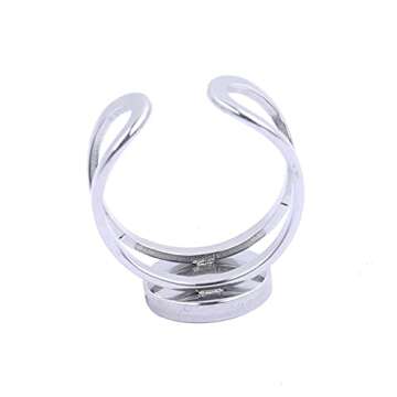 Reidgaller 10pcs Fit 10mm Round Cabochon Ring Blanks Stainless Steel Base Settings for Rings Jewelry Making Supplies (Steel Color)