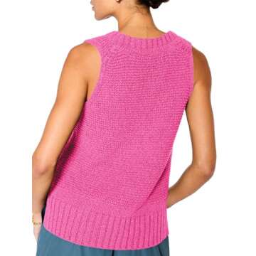 Saodimallsu Womens Sleeveless Sweater Vest Lightweight V Neck Summer Sweater Tank Tops Casual Knit Tunic Cami Shirts Pink