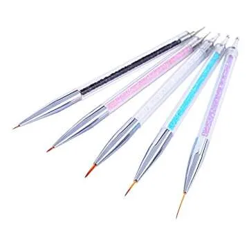 Waldd 5 Pieces Nail Art Liner Brushes, UV Gel Painting Nail Design Brush Pen, Nail Dotting Painting Drawing Pen 5//7/9/11/13 mm
