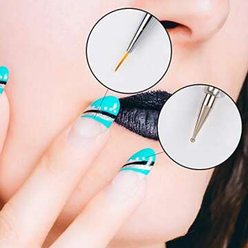 Waldd 5 Pieces Nail Art Liner Brushes, UV Gel Painting Nail Design Brush Pen, Nail Dotting Painting Drawing Pen 5//7/9/11/13 mm