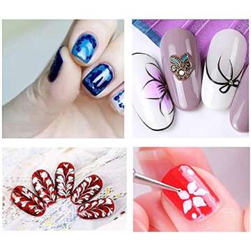 Waldd 5 Pieces Nail Art Liner Brushes, UV Gel Painting Nail Design Brush Pen, Nail Dotting Painting Drawing Pen 5//7/9/11/13 mm