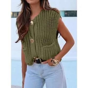 ANRABESS Women Chunky Knit Sweater Vest Stylish and Soft