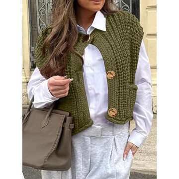 ANRABESS Women Chunky Knit Sweater Vest Stylish and Soft