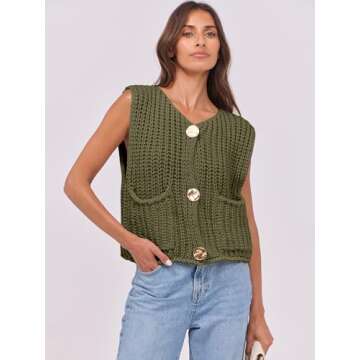 ANRABESS Women Chunky Knit Sweater Vest Stylish and Soft