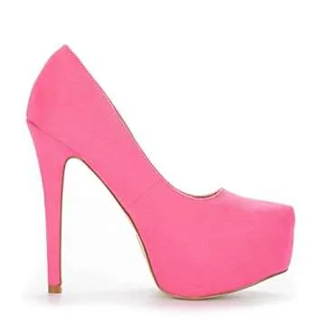 DREAM PAIRS Womens High Heel Plaform Dress Pump Shoes, Fuchsia Suede - 7.5 (Swan-30)