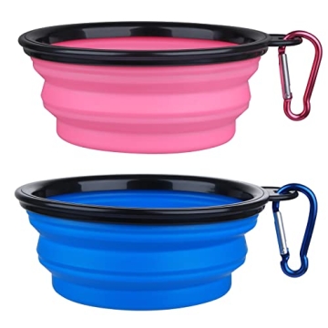 2 Pack Collapsible Dog Bowls - Portable Pet Water & Food Dishes for Travel