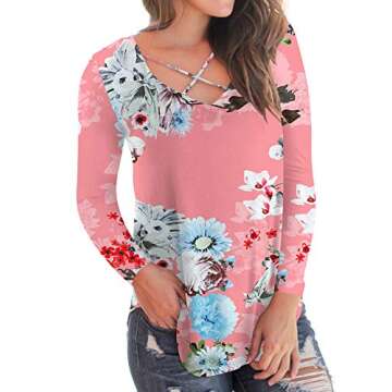 Stylish Fall Camo Shirts for Women Long Sleeves Blouses Grey L