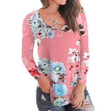 Stylish Fall Camo Shirts for Women Long Sleeves Blouses Grey L