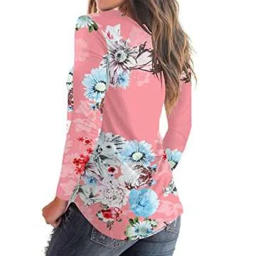 Stylish Fall Camo Shirts for Women Long Sleeves Blouses Grey L