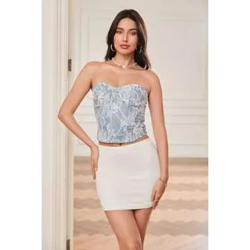 Wrotorea Women's White Mini Skirt Sex Mid-Waist Stretch Fitted Bodycon Short Mini Skirts (S, White)