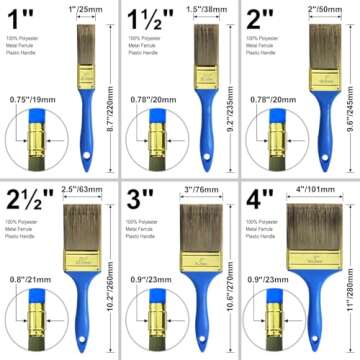 Great Andrew 10 Pack Professional Paint Brushes (4" 3" 2" 2.5" 1.5" 1" Flat & Angle) Painters Paint ...