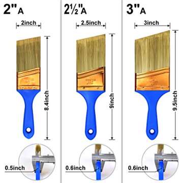 Great Andrew 10 Pack Professional Paint Brushes (4" 3" 2" 2.5" 1.5" 1" Flat & Angle) Painters Paint Brush Set, Paint Brushes for Walls, Painting Brushes Bulk, House Painting Tool Set Kit