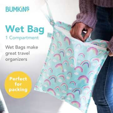 Bumkins Waterproof Wet Bag for Baby, Travel, Swim Suit, Cloth Diapers, Pump Parts, Pool, Gym Clothes...