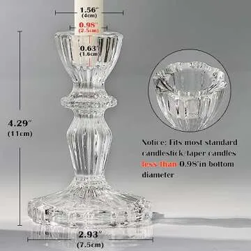 Simeitol Glass Candlestick Holders Set 6PCS, Clear Taper Candle Holders Bulk, Crystal Tall Candle Holder for DIY Wedding, Festival, Party, Christmas Table Decor