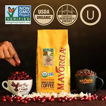 Mayorga Dark Roast Coffee 5lb bag Cubano Roast Coffee 100% Arabica Café Whole Coffee Beans - Smoothest Organic Coffee - Specialty Grade, Non-GMO, Direct Trade