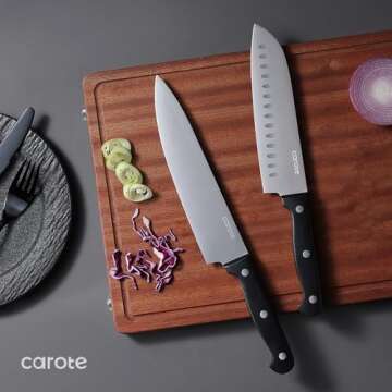 CAROTE 14 Pieces Knife Set with Block - Sharp & Stylish