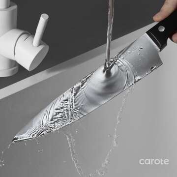 CAROTE 14 Pieces Knife Set with Block - Sharp & Stylish