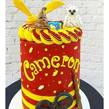 Harry Potter Cake Decorations with Wizard Lightning Sprinkles, Maroon and Gold Jimmies, Nonpareils, ...