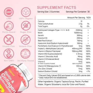 2 Pack Collagen Gummies for Women Men, Women Over 50, Collagen Peptides Protein Type I,II,III,V,X wi...