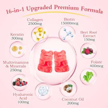 2 Pack Collagen Gummies for Women Men, Women Over 50, Collagen Peptides Protein Type I,II,III,V,X with Biotin Keratin Vitamin C A B6 B12 D E for Skin Hair Nails Immunity Energy Digestion 120 Gummie