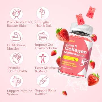 2 Pack Collagen Gummies for Women Men, Women Over 50, Collagen Peptides Protein Type I,II,III,V,X with Biotin Keratin Vitamin C A B6 B12 D E for Skin Hair Nails Immunity Energy Digestion 120 Gummie