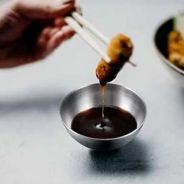 Hemoton 4pcs Stainless Steel Sauce Dishes Round Seasoning Dishes Sushi Dipping Bowl Saucers Bowl Min...