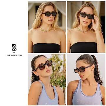 SOJOS Futuristic Polarized Acetate Sunglasses for Women Small Faces Women Trendy Sun Glasses SJ2294 Black Frame Grey Lens