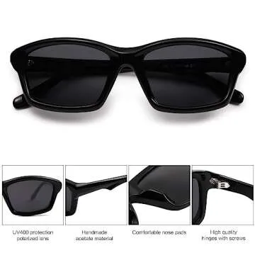 SOJOS Futuristic Polarized Acetate Sunglasses for Women Small Faces Women Trendy Sun Glasses SJ2294 Black Frame Grey Lens