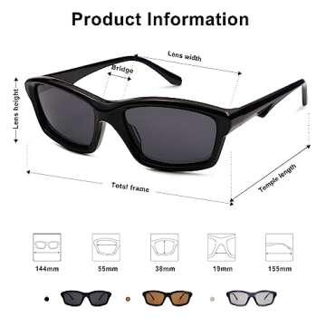 SOJOS Futuristic Polarized Acetate Sunglasses for Women Small Faces Women Trendy Sun Glasses SJ2294 Black Frame Grey Lens