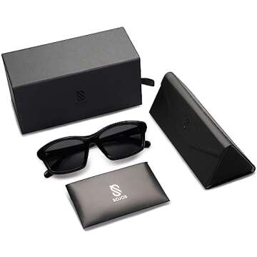 SOJOS Futuristic Polarized Acetate Sunglasses for Women Small Faces Women Trendy Sun Glasses SJ2294 Black Frame Grey Lens