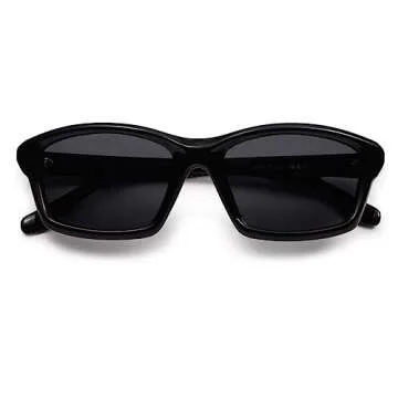 SOJOS Futuristic Polarized Acetate Sunglasses for Women Small Faces Women Trendy Sun Glasses SJ2294 Black Frame Grey Lens