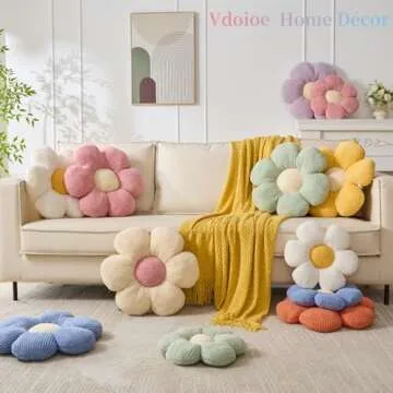 Vdoioe Flower Pillow,Sage Green Flower Shaped Throw Pillow Cushion Seating Green Flower PlushThrow Pillow Floor Pillows Home Decorative Seating Cushions