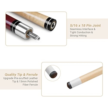 Professional Billiard Pool Cue Stick Set 4 Sticks 18-21oz