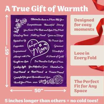 ButterTree Mothers Day Gifts for Mom from Daughter, Meaningful Cozy Purple Blanket for Mom Gifts, Mom Birthday Gifts, Mom Blanket Gift, Gift for Mom, Present for Mom, 65" × 50" (Purple)