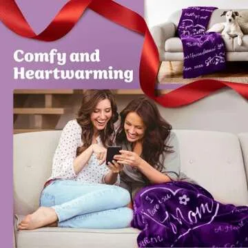 ButterTree Mothers Day Gifts for Mom from Daughter, Meaningful Cozy Purple Blanket for Mom Gifts, Mom Birthday Gifts, Mom Blanket Gift, Gift for Mom, Present for Mom, 65" × 50" (Purple)