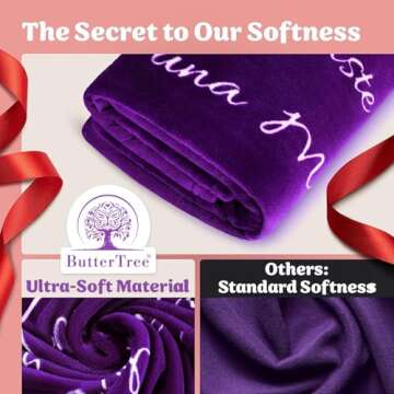 ButterTree Mothers Day Gifts for Mom from Daughter, Meaningful Cozy Purple Blanket for Mom Gifts, Mom Birthday Gifts, Mom Blanket Gift, Gift for Mom, Present for Mom, 65" × 50" (Purple)