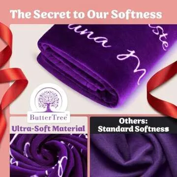 ButterTree Mothers Day Gifts for Mom from Daughter, Meaningful Cozy Purple Blanket for Mom Gifts, Mom Birthday Gifts, Mom Blanket Gift, Gift for Mom, Present for Mom, 65" × 50" (Purple)