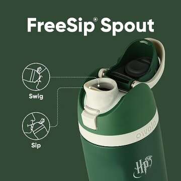 Owala Harry Potter FreeSip Insulated Stainless Steel Water Bottle with Straw for Sports and Travel, ...